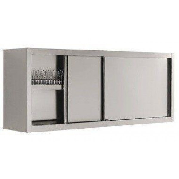 Dish drainer hanging cabinet with sliding doors stainless steel AISI 304 Model PA1RS1746