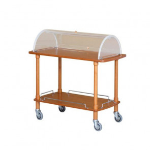Wooden service trolley walnut with plexiglass dome Model CLC2012 two shelves
