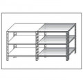 Stainless steel bolt shelving IXP 3 smooth shelves thickness cm 2,5 stainless steel 8/10 Lenght cm 120 Depth cm 50 Height cm 150 Modular element With plastic feet and bolts Cut-off edges Polished finish Model B36912050C