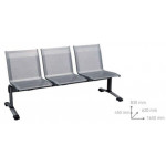 Stainless steel bench 3 seats MDL Light grey electrowelded coated steel Model 703050