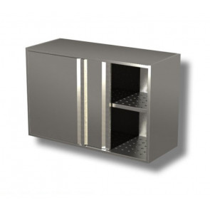 Hanging cabinet with sliding doors and draining boards stainless steel AISI 430 or 304 Model PAF1046
