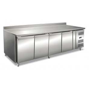 Ventilated refrigerated counter with backsplash Stainless steel AISI 201 Model GN4200TN Four doors
