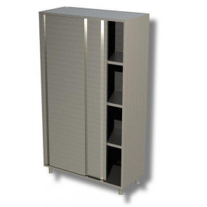 Vertical cabinet made of stainless steel AISI 430 or 304 2 Sliding doors 3 Shelves Model DSA2S11515