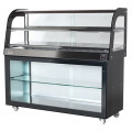 Hot buffet display SDF Open compartment Curved glass Temperature °C +30 /+ 90 Capacity N. 4 Trays Cm 35x45 Dim. Cm L 150 x P 53 x H 140 Model BA150C