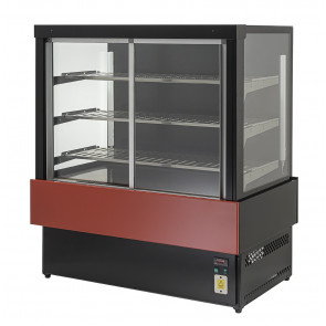 Hot vertical display for bakery and gastronomy with front sliding doors Model EVOKL2PORTE90HOT