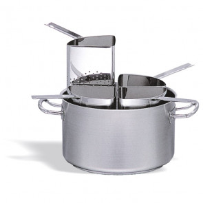 Stainless steel 18/10 saucepan complete with 4 colanders compatible with induction cooker Capacity lt. 20.2 Size ø cm. 35x21h Model105-035