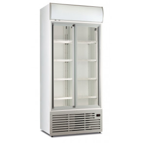 Ventilated refrigerated display 2 doors with backlight canopy KLI Mode CL90TCSLWHITE