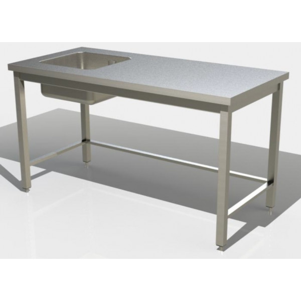 Stainless steel table Without upstand With Tub and frame Model GSR1VS/D187