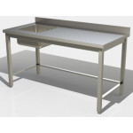 Stainless steel table With upstand With Tub and frame Model GSR1VS/D146A