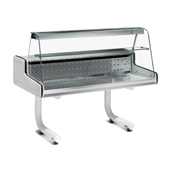 Static refrigerated Showcase ideal for the display of fresh food products Zoin Model VR RC150PSSGR Curved glass Static Refrigeration built-in group