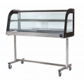 Thermoshowcase with trolley SDF Stainless steel structure Temperature°C +30 /+ 90 Thermpostatic control Curved glass capacity N. 3 TRAYS  cm 35x45 Dim. Cm L 120 x P 53 x H 140 Model TC120C