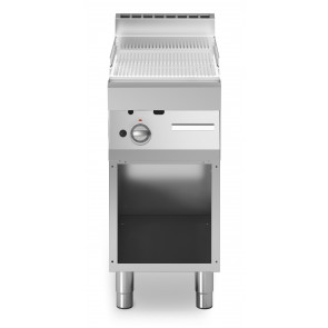 Gas fry top Chromed striped plate MDLR Model F7040FTGCRA Open cabinet