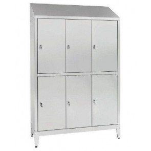 Changing room locker made of stainless steel 430 IXP N.6 COMPARTMENTS N.6 overlapped doors Model 69410430