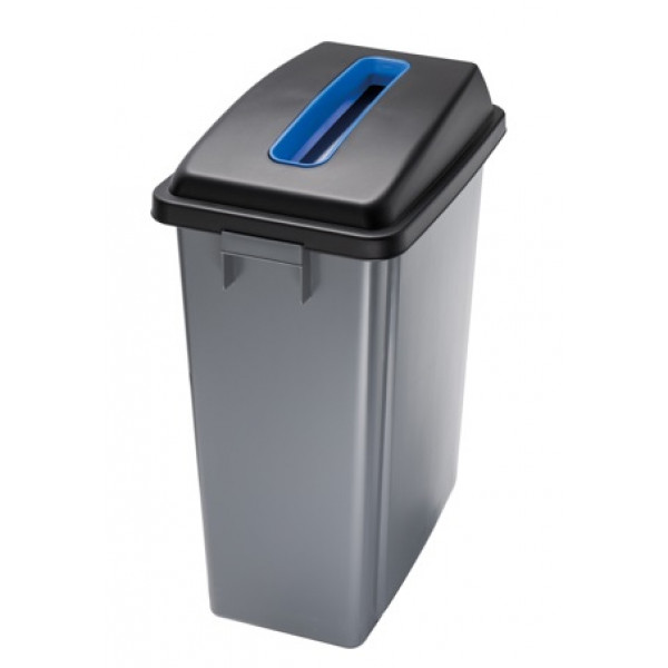 Waste bin for recycling with blue upper opening lid OFFICE 60 Grey bin MDL 60 L Model 114205