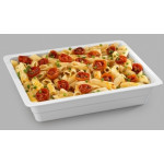 Bacinella gastronomina in melamina bianca GN 1/2 (mm. L 325 x P 265) Resistente alle rotture e sicure al contatto con ogni alimento Lavabile in lavastoviglie Temperatura di utilizzo da -20°C a + 70°C Altezza mm 40 Modello MPGN12040B
