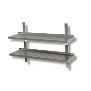 Double perforated shelves with racks and brackets Stainless steel top Raised edge Model SMD0003