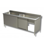 Stainless steel cupboard sink with two big tubs Model A2V206