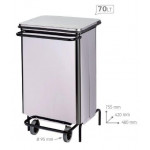 Stainless steel mobile waste bin with pedal - Waste bin MDL Front opening door Model FRONTINOX