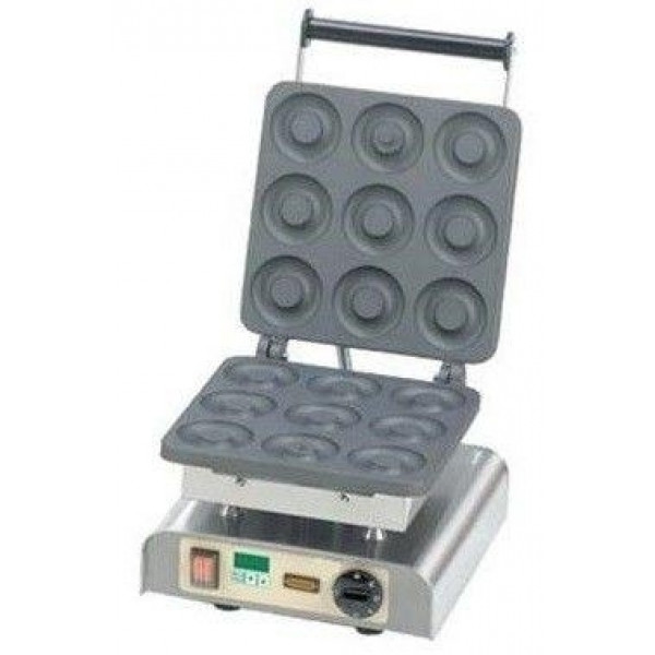 Single aluminum waffle maker machine TP SHAPE: n.9 waffel of Ø 8 Cm Power 2200W Model W-PS-DONUT