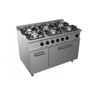 Gas range 6 burners CI Model RisCu052 con Static gas oven cm L 54,5 x P 53 x 35 H Cabinet with door Gas power 34.9 kW