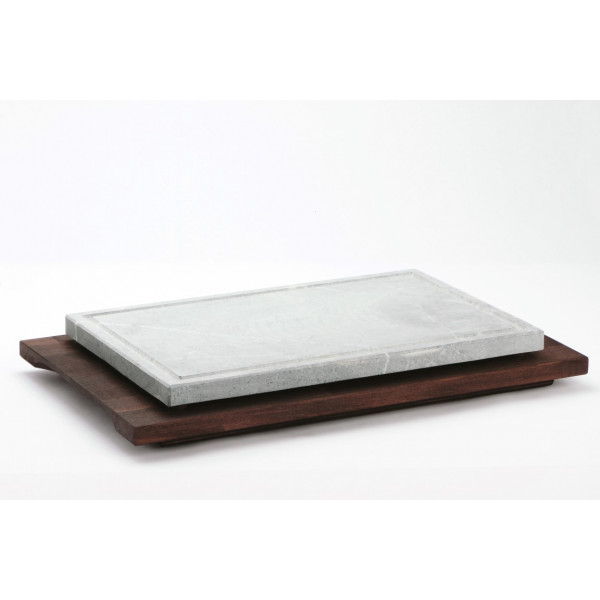 Rectangular ollar stone with wooden base 25x40 cm Model POR2540B