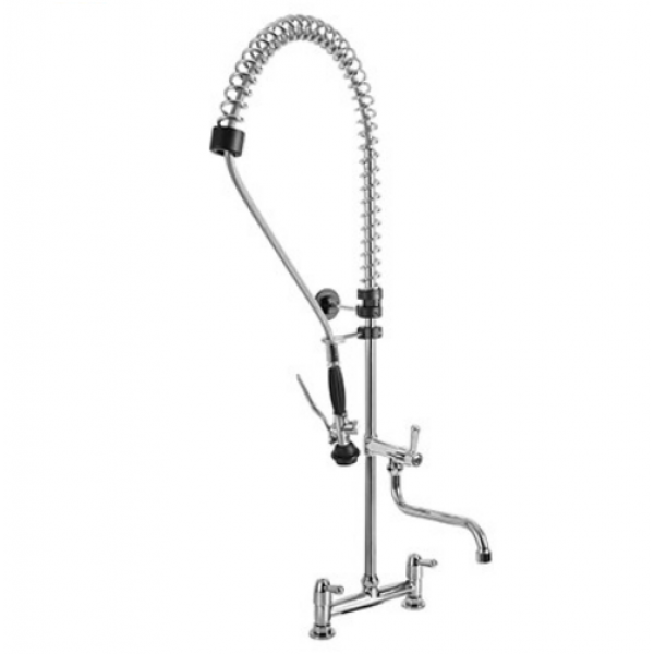 Two holes pre-rinse unit - swinging spout in the middle of the tube MNL Model R0102020157