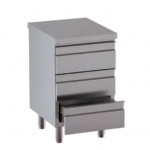 Stainless steel self-supporting cabinet with 3 drawers without upstand with worktop Model DSNCT056
