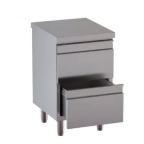 Stainless steel self-supporting chest of 2 drawers without upstand with worktop Model DSNCD057