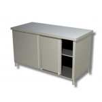 Stainless steel cabinet table with sliding doors on both sides Without upstand Model AP167