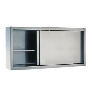 Hanging cabinet with sliding doors and middle shelf stainless steel AISI 430 or 304 Model PA1048