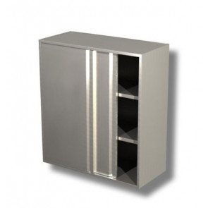 Hanging cabinet with sliding doors and middle shelf stainless steel AISI 430 or 304 Model PA16410