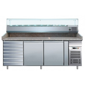 Ventilated Refrigerated Pizza Counter Model PZ2610TN33 two doors and chest of drawers