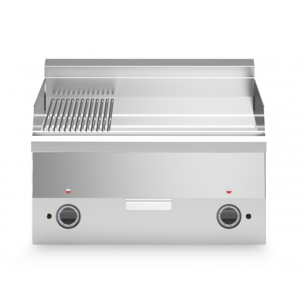 Electric fry top chromed 2/3 smooth 1/3 striped plate MDLR Model F6060FTECLRT