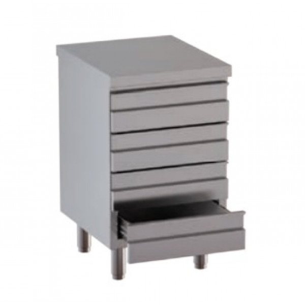 Stainless steel self-supporting cabinet with 4 drawers without upstand with worktop Model DSNCQ056