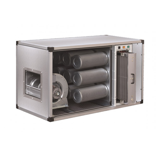 Single phase activated carbon filtration unit with ECE electrostatic filter Model ECE30 Capacity 3000 m³/h