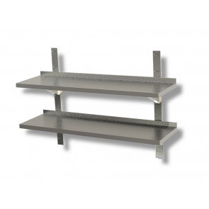 Double shelves with racks and brackets Stainless steel top Raised edge Model SMD0003