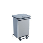 Stainless steel mobile pedal waste bin - Waste bin MDL Brushed steel CONTINOXS 790650