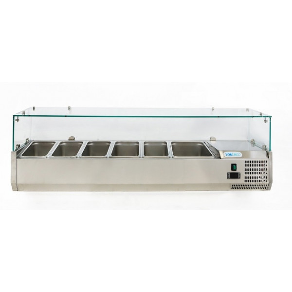 Refrigerate pizza display case stainless steel AISI 201 ForCold Model VRX1500-380-FC 5 x GN1/3 + 1 x GN 1/2