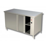 Stainless steel hot cabinet table with sliding doors Without upstand Model AC196