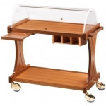Wooden service trolley Model CL2255 two-storey Semicircular plexiglas dome with recessed lids