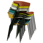 Stackable indoor chair TESR Powder coated metal frame, seat and backrest in polypropylene Model 1902-RD01
