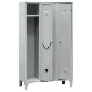 Traditional changing room locker FAS made of steel sheet Thickness 6/10 N.3 compartments N.3 Hinged doors Umbrella holder Card holder Model H105Q1803A