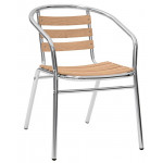 Stackable outdoor armchair TESR Anodized aluminum frame, tube Ø 25 x 1,5 mm, oak bands Model 038-ALW05