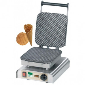 Single cast iron waffle maker machine TP SHAPE: n.1 waffel da Ø Cm 27x27 suitable for making cones or other shapes Power 2200 W Model W-PS-ICE DT