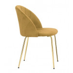 Indoor chair TESR Metal frame gold effect, padded seat and backrest, velvet or synthetic leather covering, adjustable feet Model 468-DC91