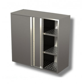 Hanging cabinet with sliding doors and draining boards stainless steel AISI 430 or 304 Model PAF10410