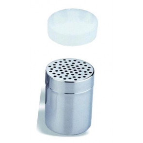 Stainless steel shaker with large holes and plastic lid Size ø cm. 7x9,6h Model 348-004