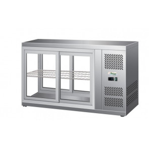 Refrigerated countertop snack display Model G-HAV111 Flat glass and sliding doors on both sides