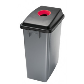 Waste bin for recycling with red upper opening lid OFFICE 60 Grey bin MDL 60 L Model 114207