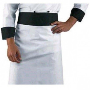 Chef apron Rondin black IC 100% cotton White with black band Model 114401